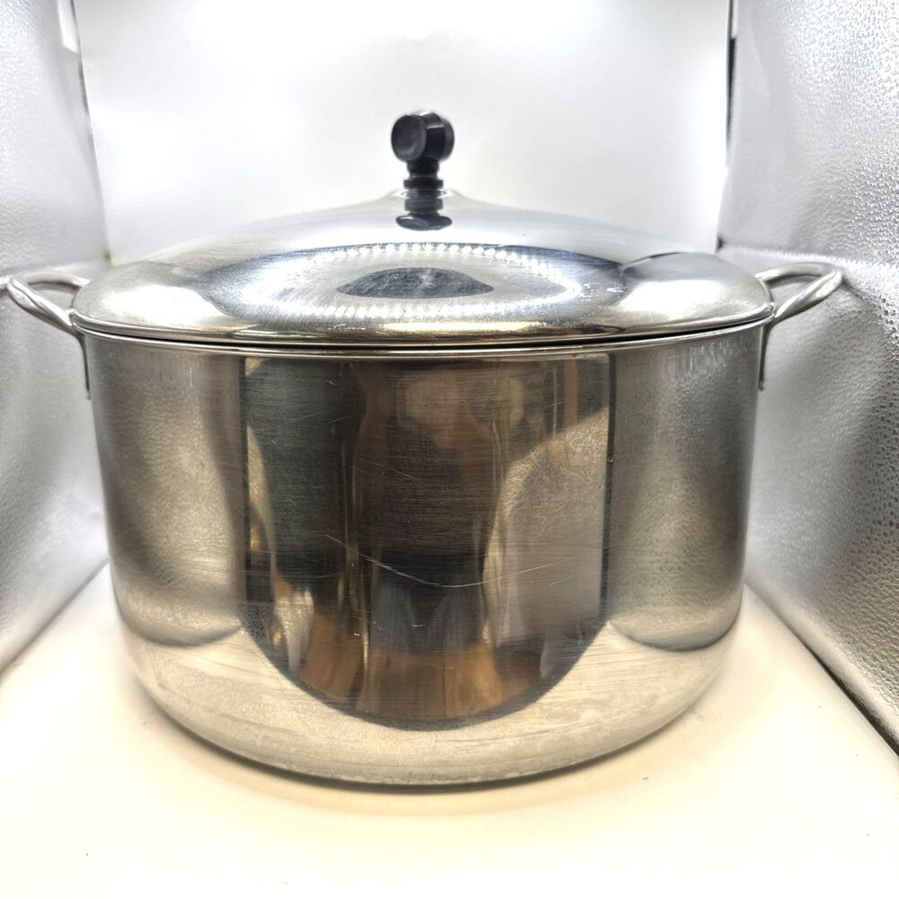 Farberware Vintage 12 Qt Stock Pot with Lid Stainless Steel Aluminum Clad NY USA